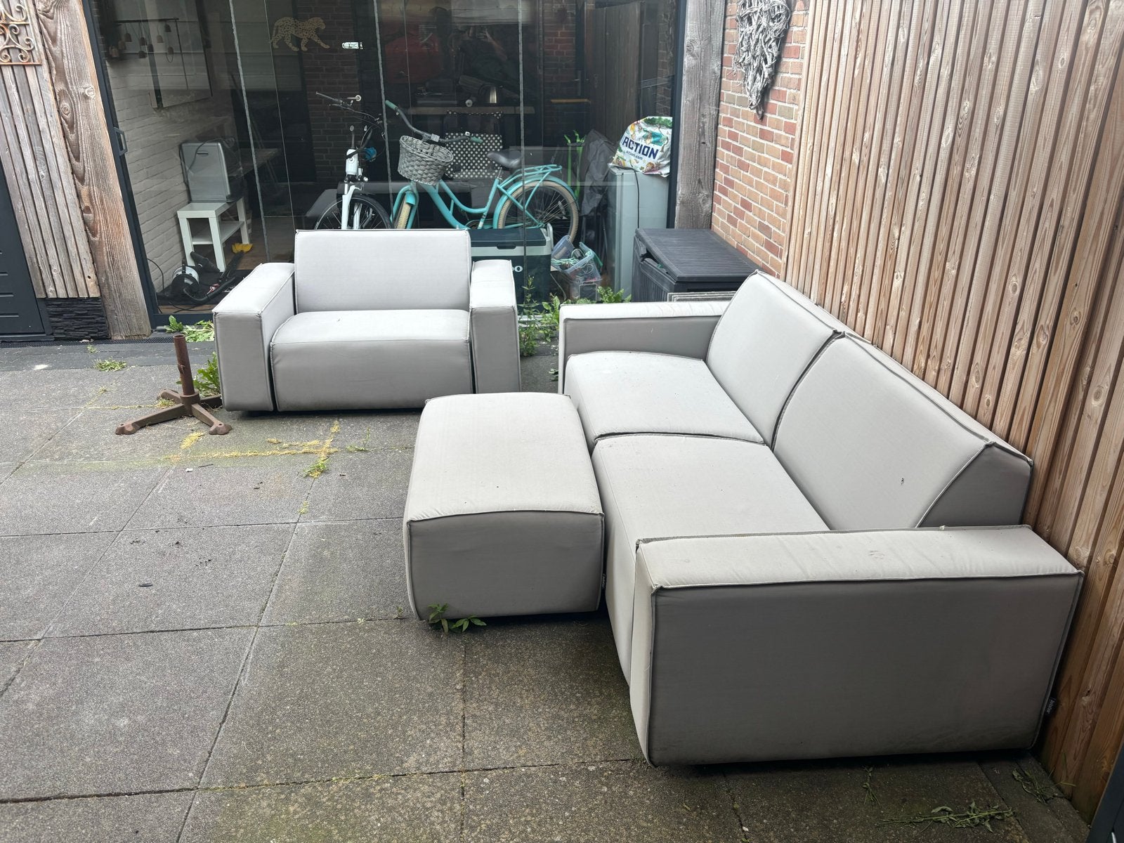 Bubaloo grijze loungeset voor buiten (all weather), Gebruikt, Ophalen of Verzenden, Loungeset, Bank
