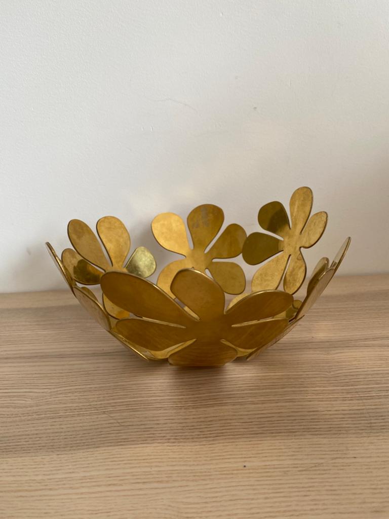 Vintage Ikea Stockholm schaaltje - Goudkleurig bloemdesign, Ophalen of Verzenden