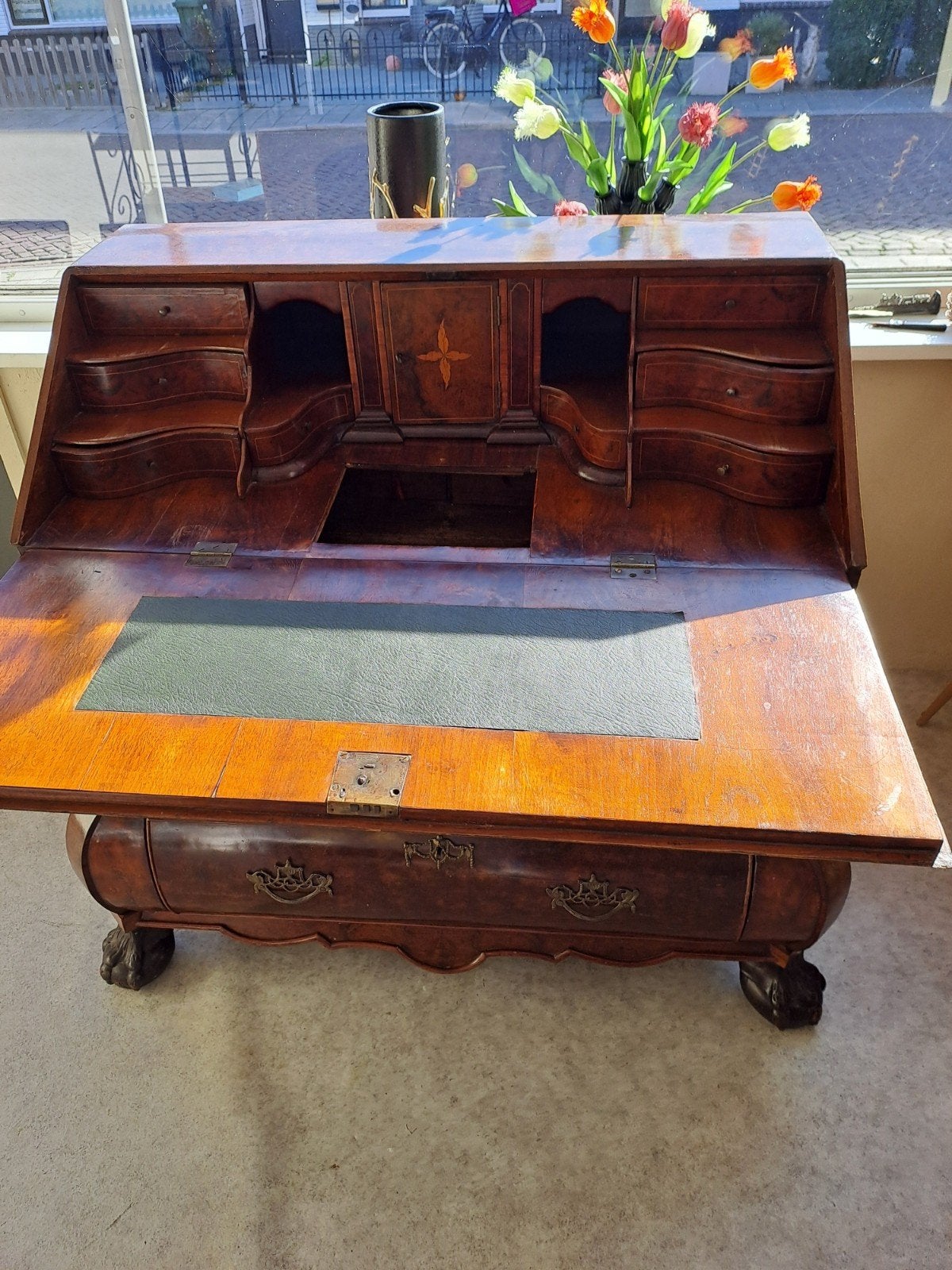 Foto 3 van Antieke Barok Secretaire Mahonie op Eikenhout ca. 1800