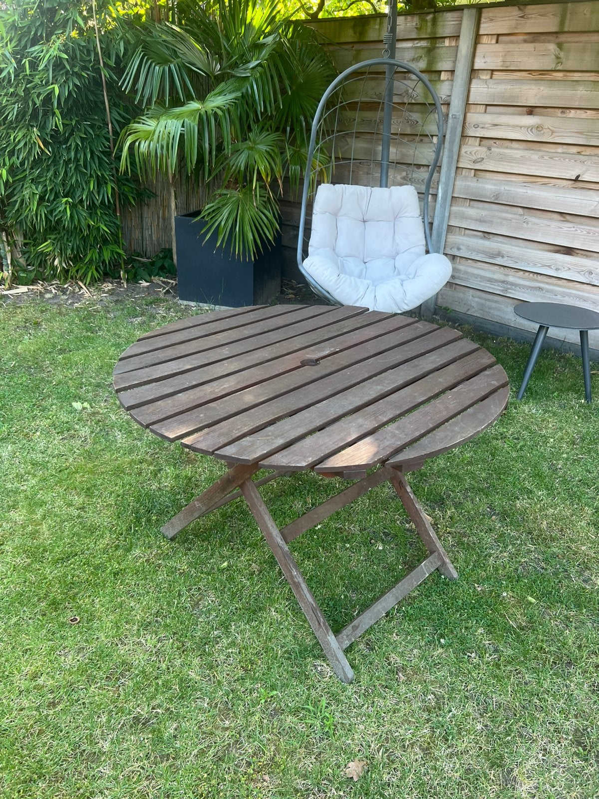 Inklapbare tuintafel, Ophalen, Zo goed als nieuw, Rechthoekig, Hout