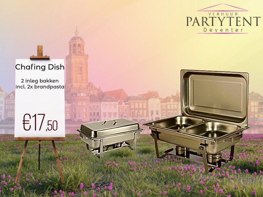 Huur chafing dish met brandpasta voor warm buffet, Ophalen, Nieuw, Overige