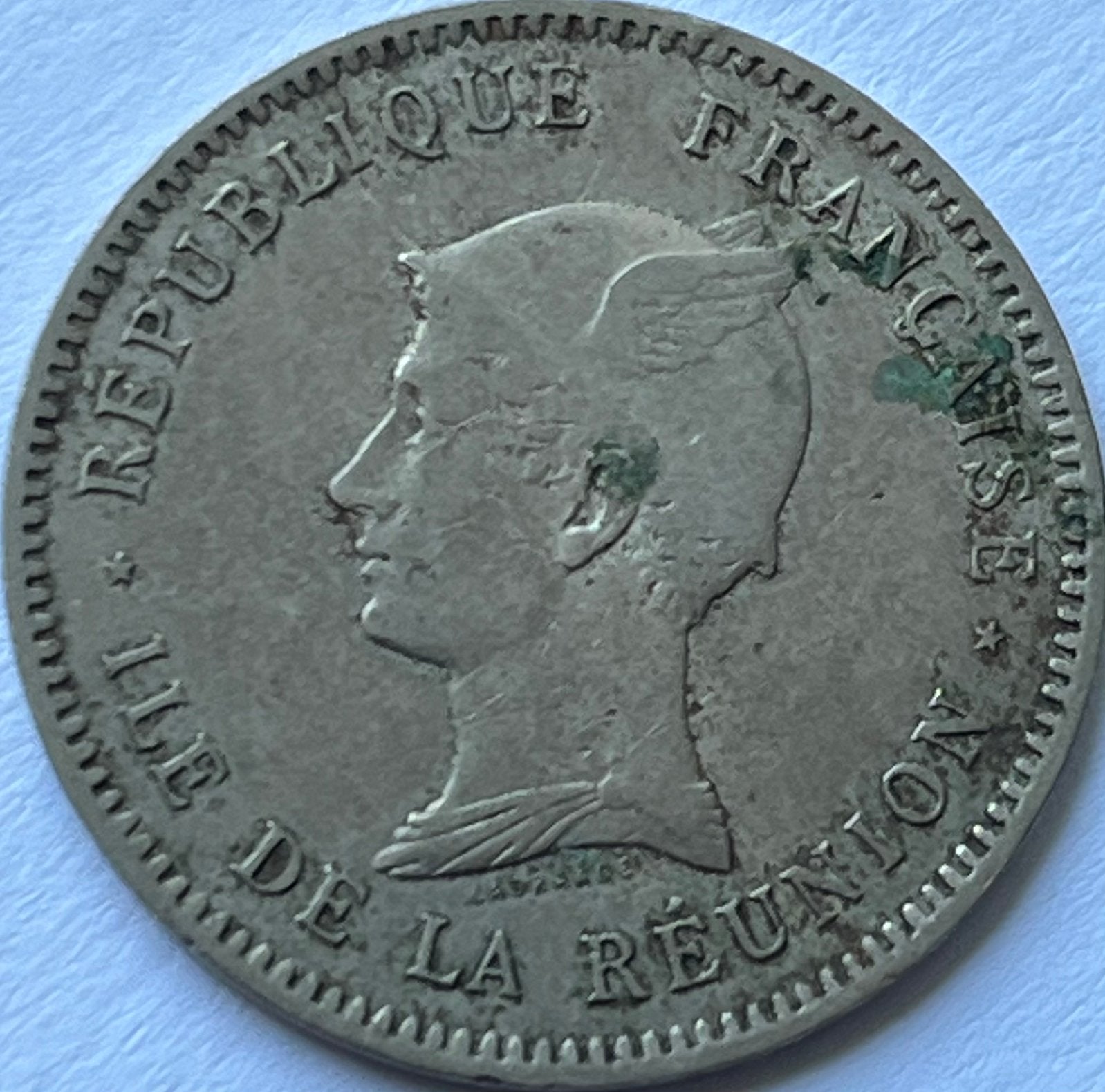 Réunion een franc 1896, Ophalen of Verzenden, Overige landen, Losse munt