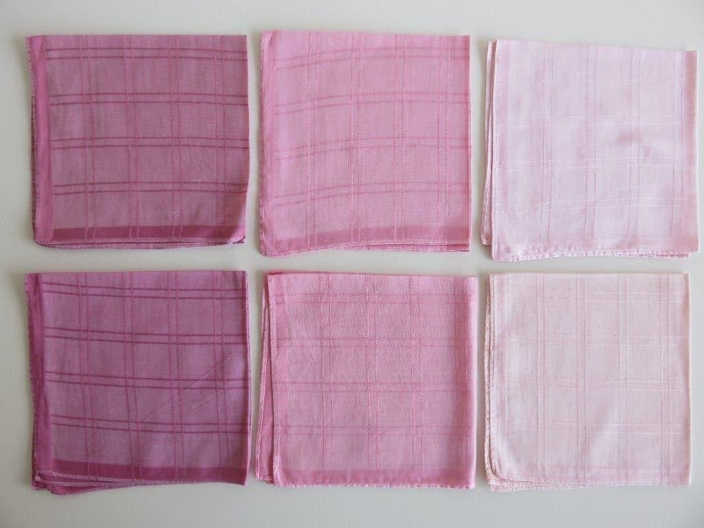 6 roze katoenen geruite zakdoeken, Ophalen of Verzenden, Zo goed als nieuw