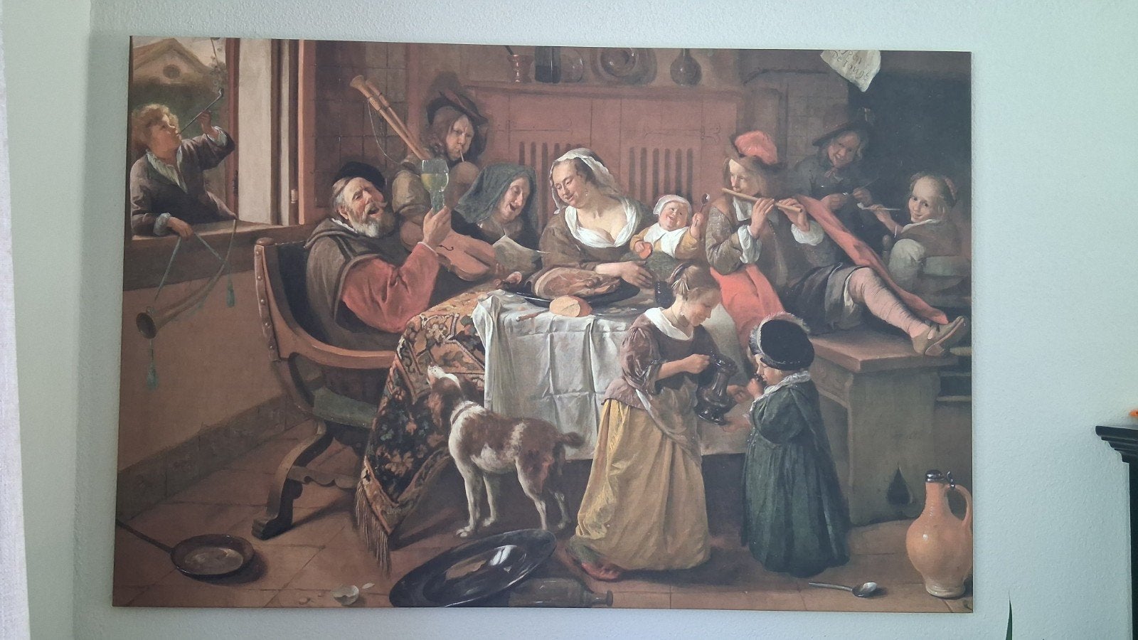 Groot canvas schilderij 'Het Vrolijke Huisgezin' Jan Steen, Ophalen