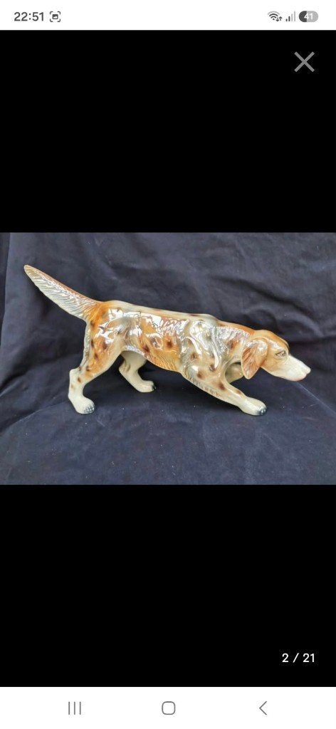 Scultura XL Cane Caccia Hubert Bequet Belgio Vintage 57cm, Antiek en Kunst, Ophalen of Verzenden