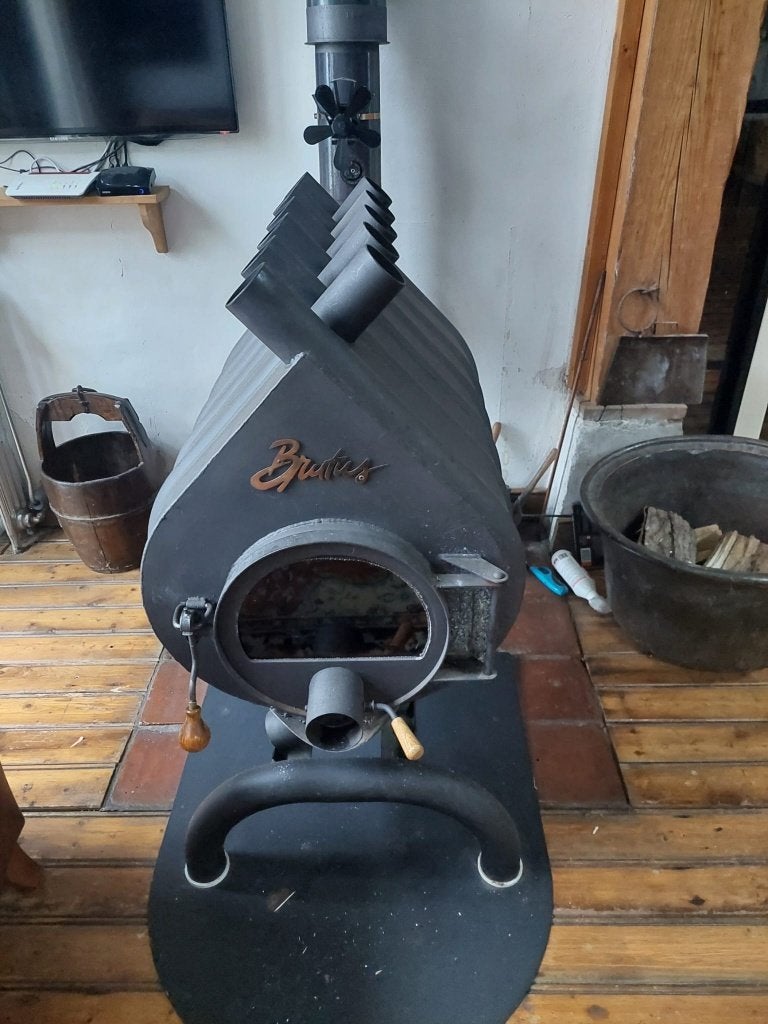 Brutus houtkachel 19 Kw, Ophalen, Gebruikt, Houtkachel, Vrijstaand