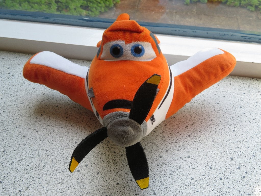 'Disney Vliegtuig Dusty uit Planes oranje wit velours Pixar, Ophalen of Verzenden, Overige figuren, Gebruikt, Knuffel