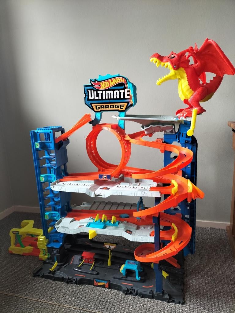 Hot Wheels Ultimate Garage als nieuw met werkende draak, Ophalen, Zo goed als nieuw, Jongen