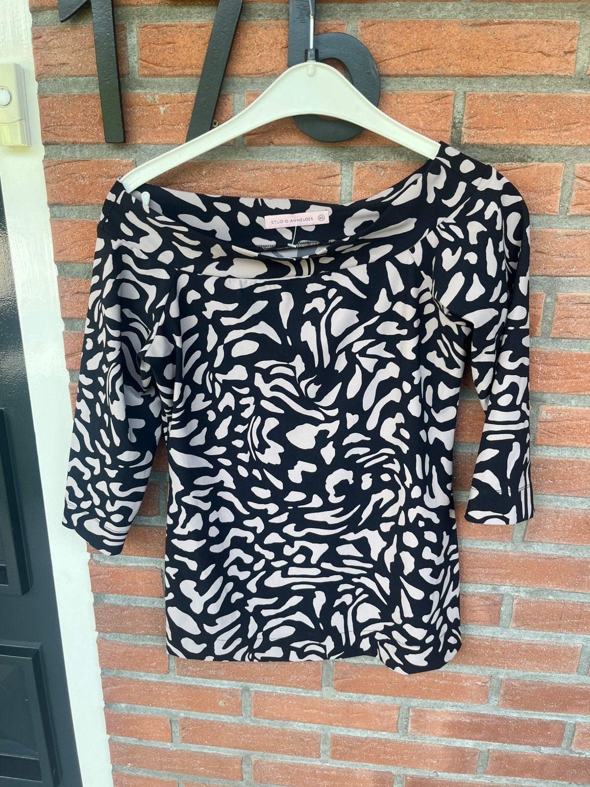 Studio anneloes travelstof shirt maat xs als nieuw, Ophalen of Verzenden, Zo goed als nieuw, Maat 34 (XS) of kleiner, Korte mouw
