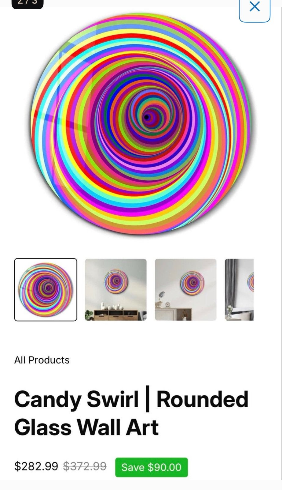 Candy Swirl | Rond Glas Wanddecoratie | Nieuw, Meerkleurig, Nieuw, Ophalen of Verzenden, Modern