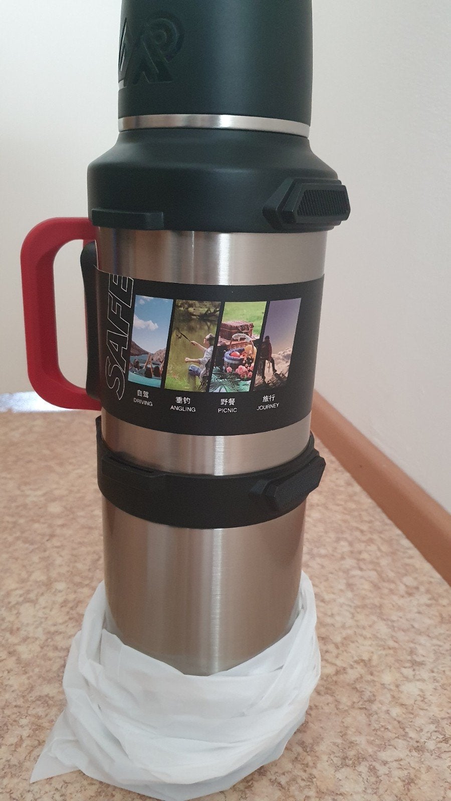 RVS Geïsoleerde Waterfles met Handvat - Thermosfles, Overige typen, Ophalen of Verzenden, Metaal, Nieuw
