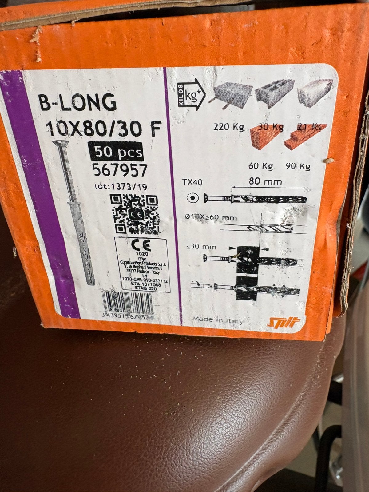 Spit B-LONG F Constructie Plug 10x80/30F, Ophalen of Verzenden, Nieuw