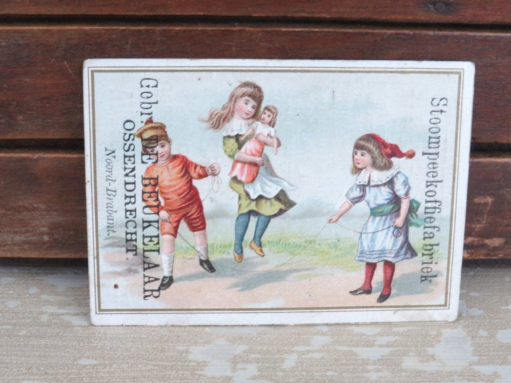 Oude reclamekaart Gebr. De Beukelaar “Touwtje springen”, Ophalen of Verzenden