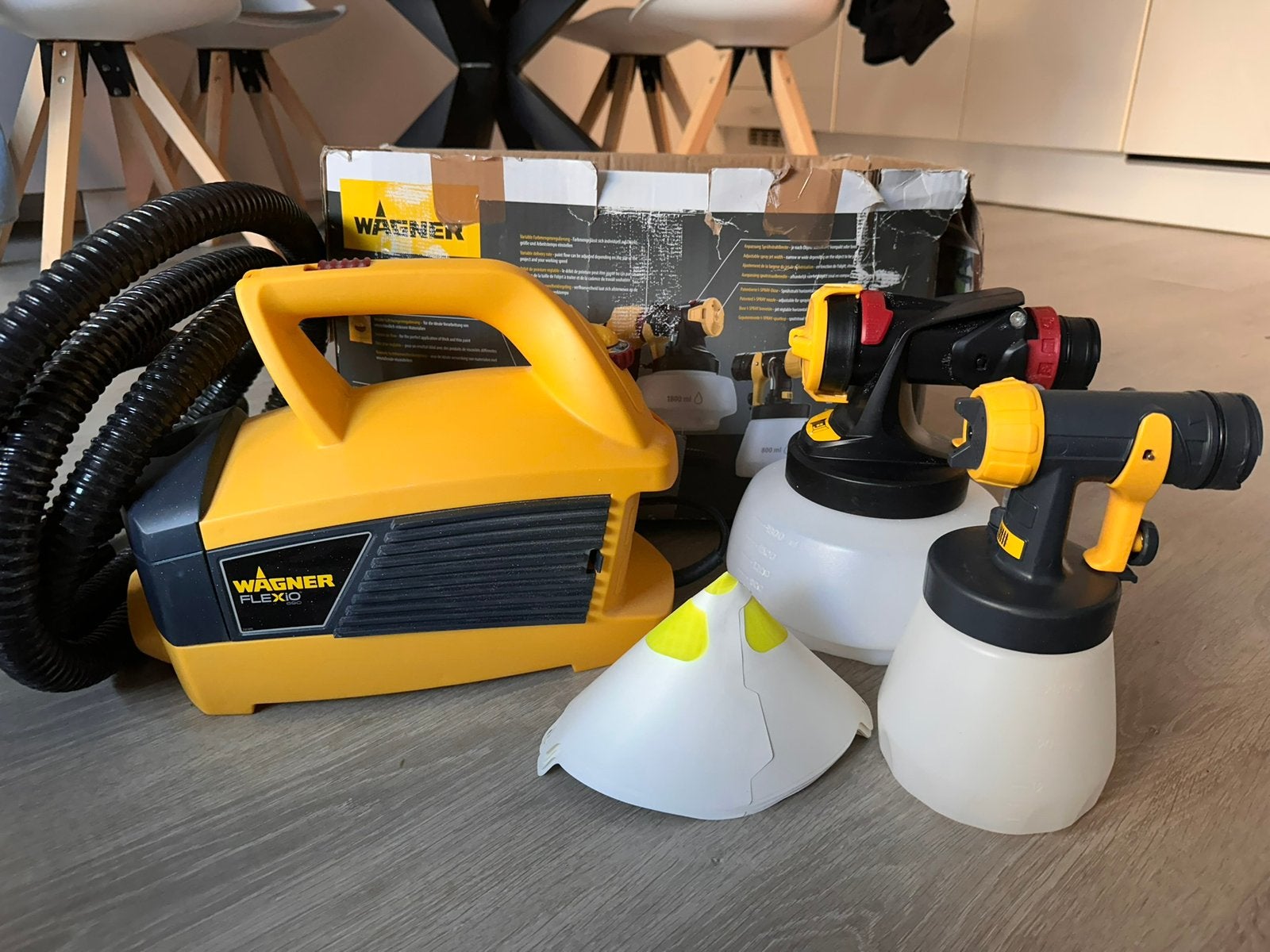 Wagner universeel spuitsysteem W690 Flexio + verlengstuk, Ophalen, Zo goed als nieuw, Verfspuit of Verfpomp