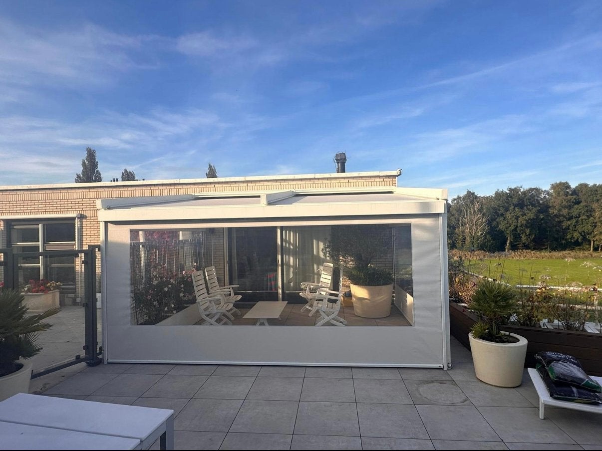 Weinor Pergotex breedte 4.90m x diepte 3.80m, Ophalen, Zo goed als nieuw, Veranda