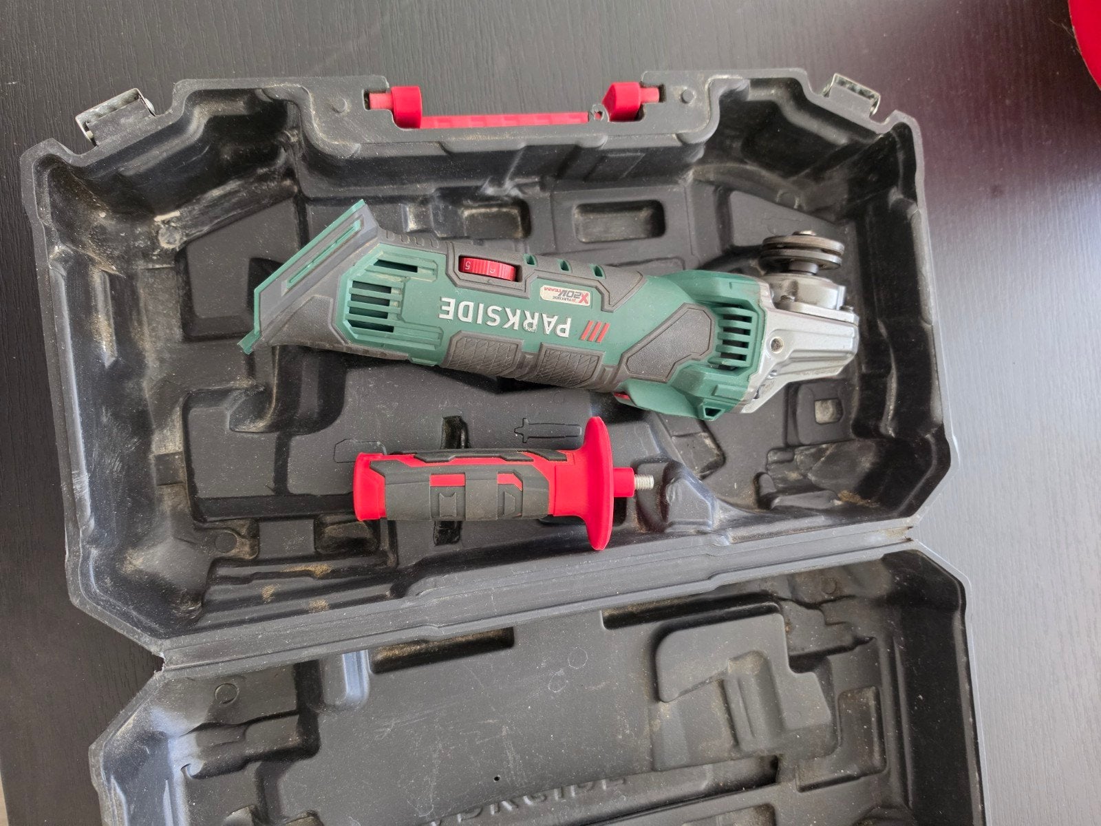 Parkside 20V Accu Haakse Slijper in Koffer, Doe-het-zelf en Verbouw, Ophalen of Verzenden, Gebruikt, Haakse handslijpmachine