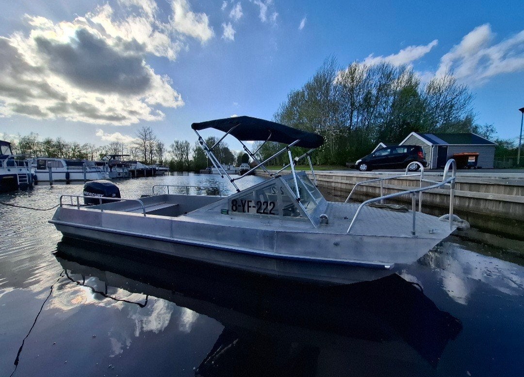 Aliminium Werk/vis boot met trailer, Ophalen