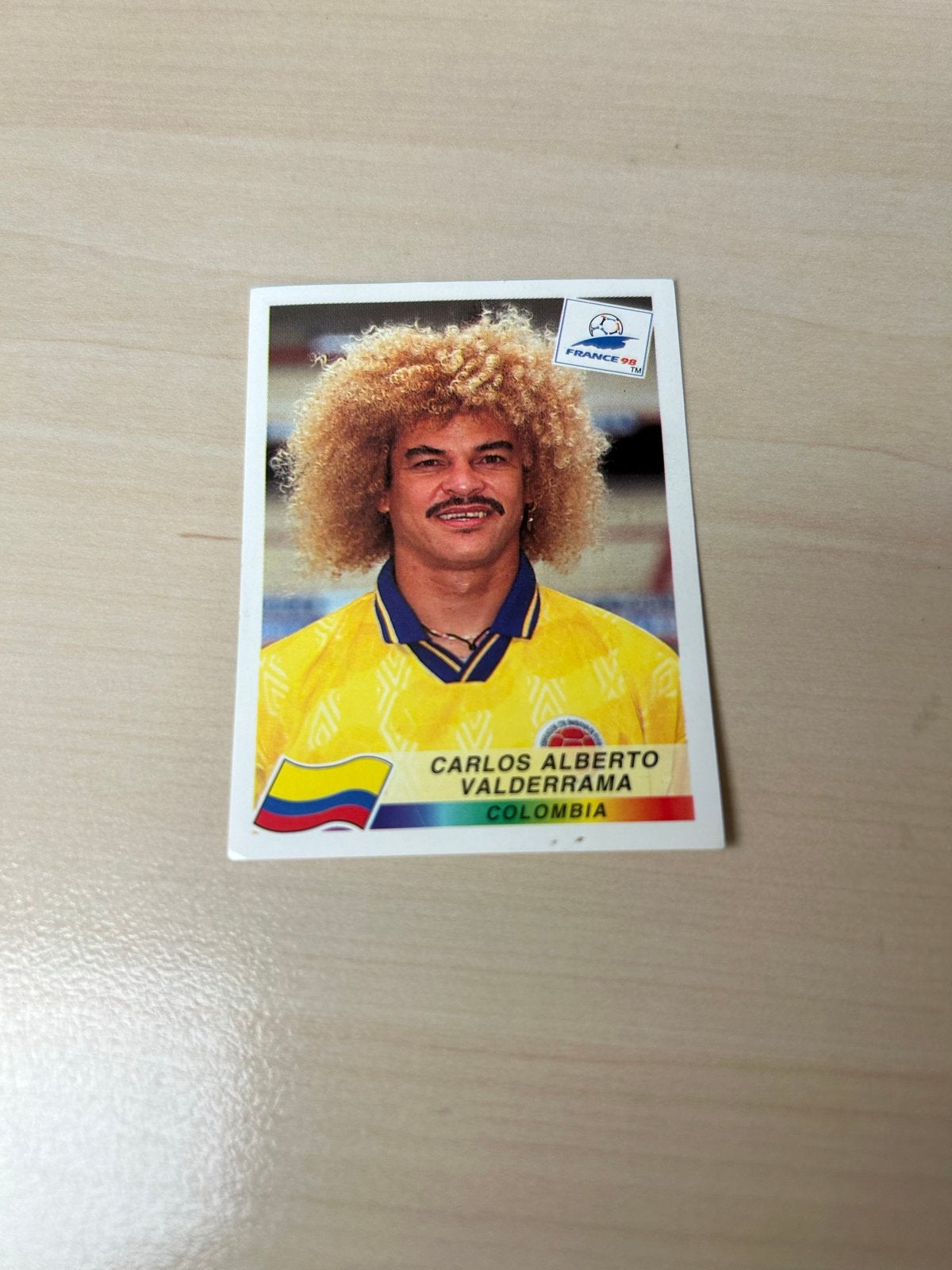 Panini France 98 Sticker Carlos Valderrama Colombia #456, Ophalen of Verzenden, Zo goed als nieuw, Sticker
