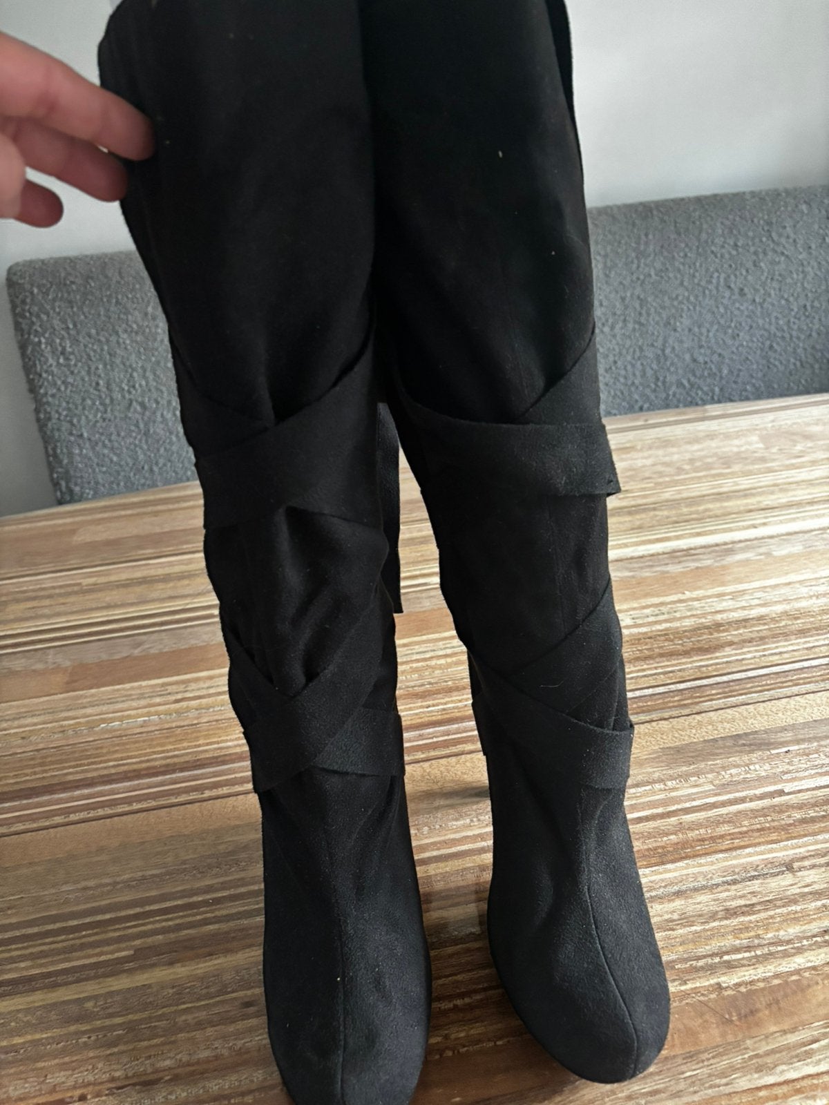 Hoge, suède laarzen met lint van Shick maat 40, Hoge laarzen, Zwart, Nieuw, Ophalen of Verzenden