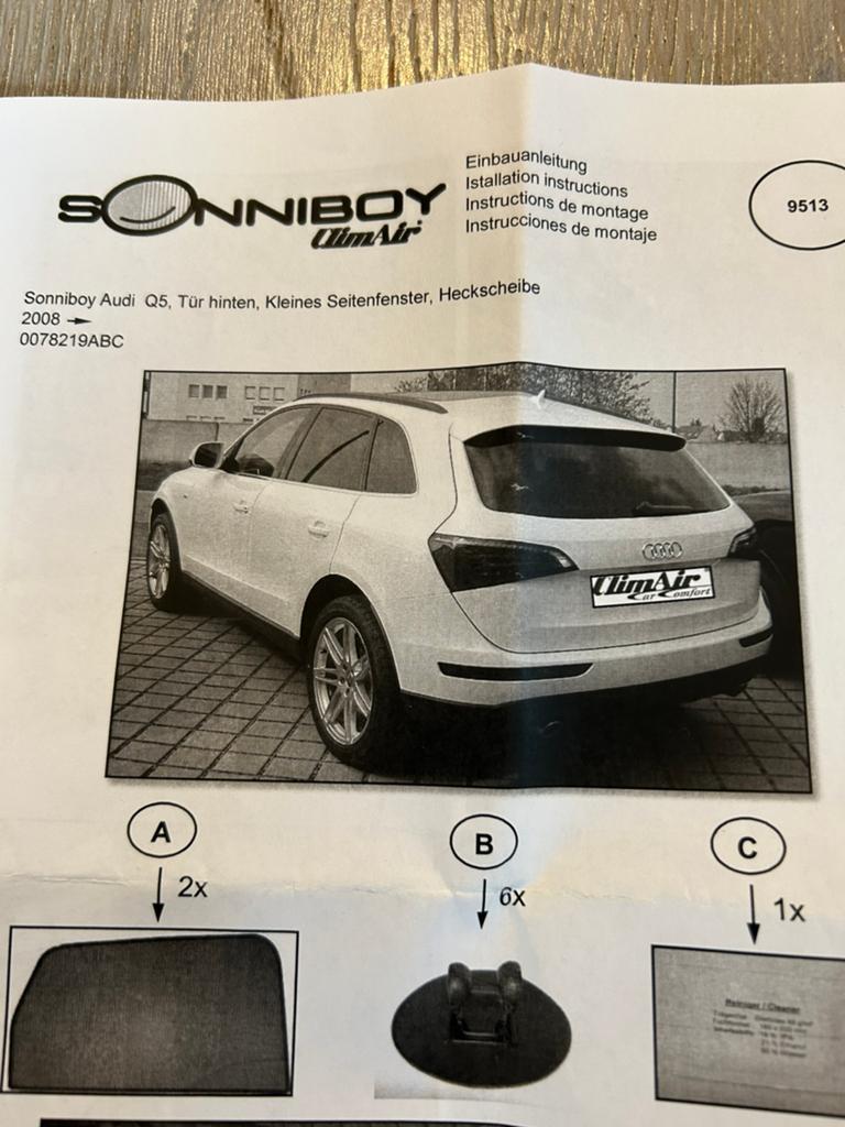 Zonnescherm Audi Q5, Ophalen, Nieuw