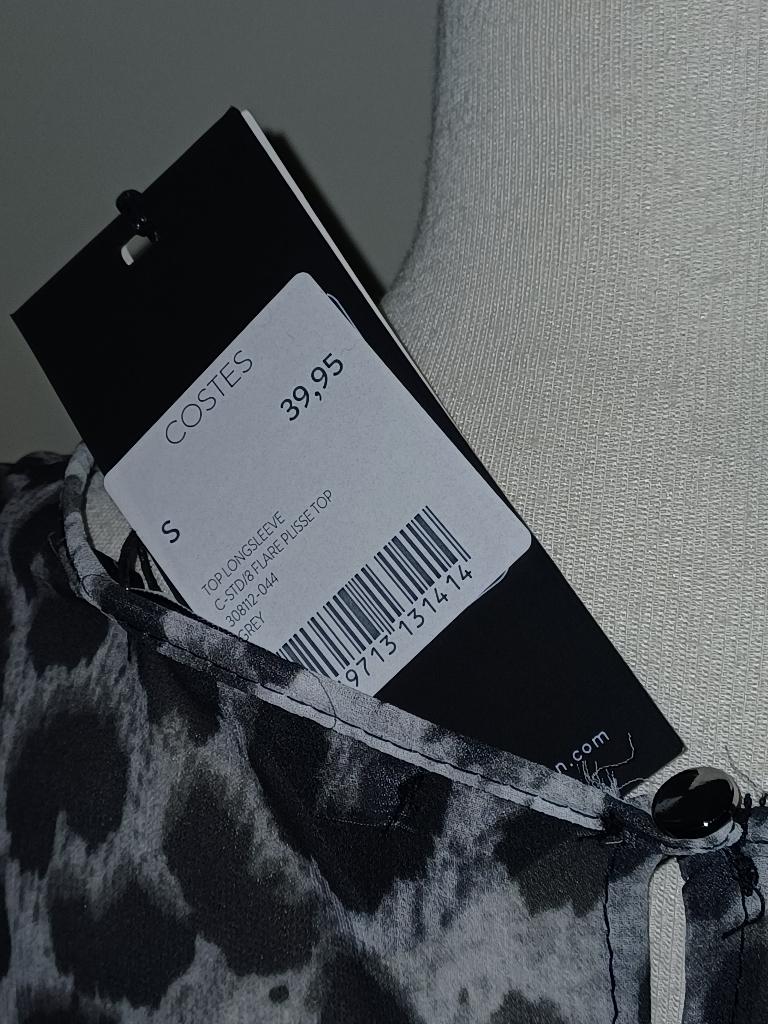 Blouse Top Grijs Zwart Panter Nieuw S Trompet Mouw ( Jool ), Verzenden, Zwart, Nieuw, Costes
