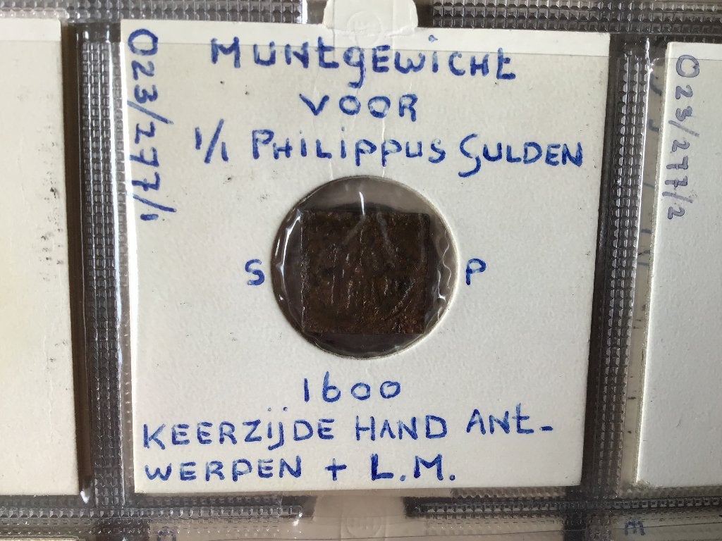 Muntgewicht voor 1/1 Philippus Gulden, 1600 Antwerpen, Ophalen of Verzenden, Vóór koninkrijk, Overige waardes, Losse munt