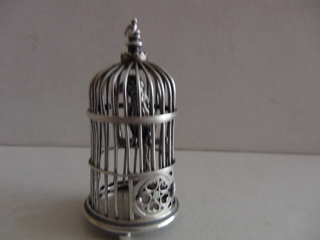 Miniatuur zilver L12A staande vogelkooi zilveren miniaturen, Verzenden, Zilver