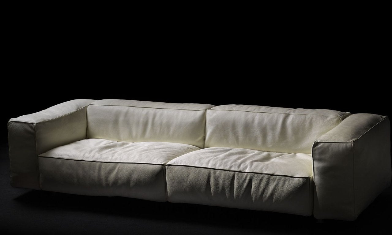 Edra Kahn sofa 110x290 cm nieuwstaat Wit buffel leder, 250 tot 300 cm, Info@edra.nl, 100 tot 125 cm, 9723 CA
