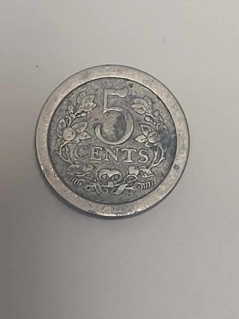 Wilhelmina 5 cent uit 1908, Postzegels en Munten, Munten | Nederland, Ophalen of Verzenden, Koningin Wilhelmina, 5 cent, Losse munt