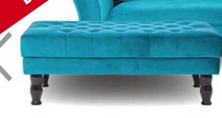Colorado Hocker (122x72) Velvet Petrol, Ophalen, Stof, Rechthoekig, 50 tot 75 cm