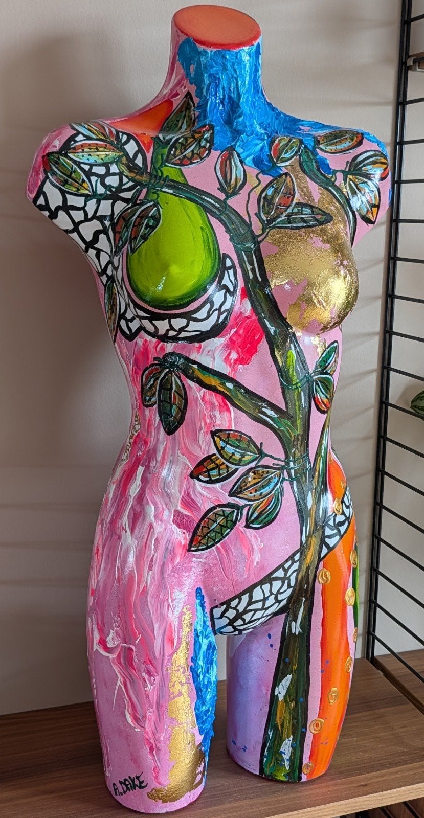 Amanda Dake – Gesigneerde Handbeschilderde Torso 86 cm, Ophalen, Buste, 50 - 100 cm, Europa