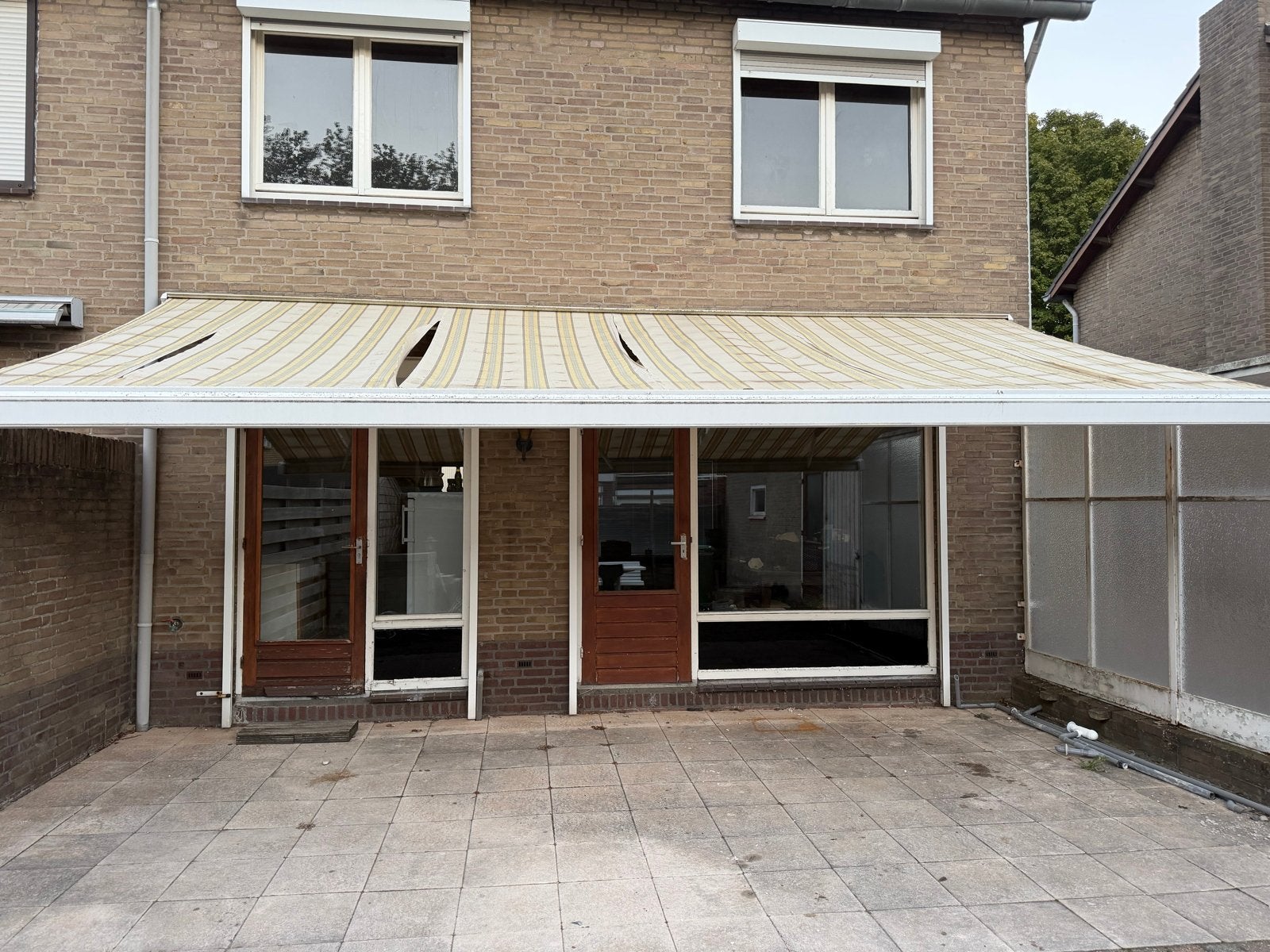 Knikarmscherm zonnescherm Somfy - defect doek, Ophalen, Gebruikt, 450 cm of meer, Elektrisch