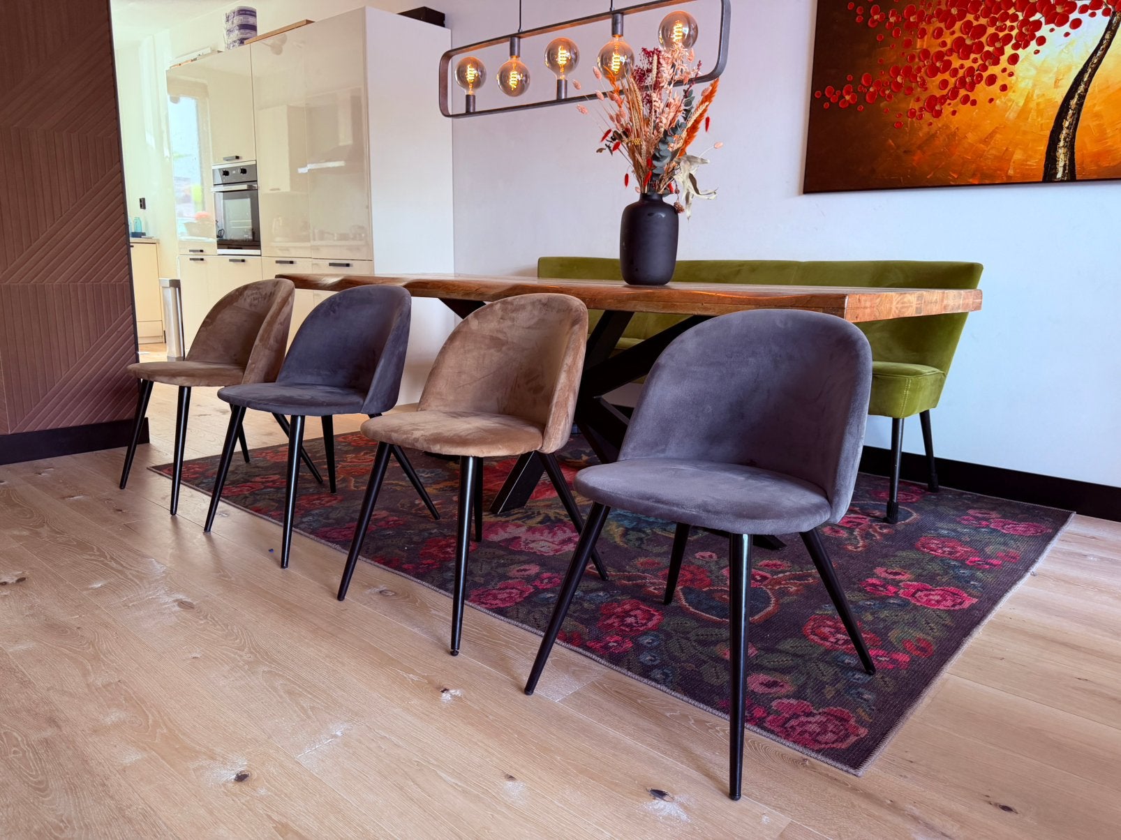 4 Woood Fay eetkamerstoelen, Bruin, Woood, Ophalen of Verzenden, Zo goed als nieuw