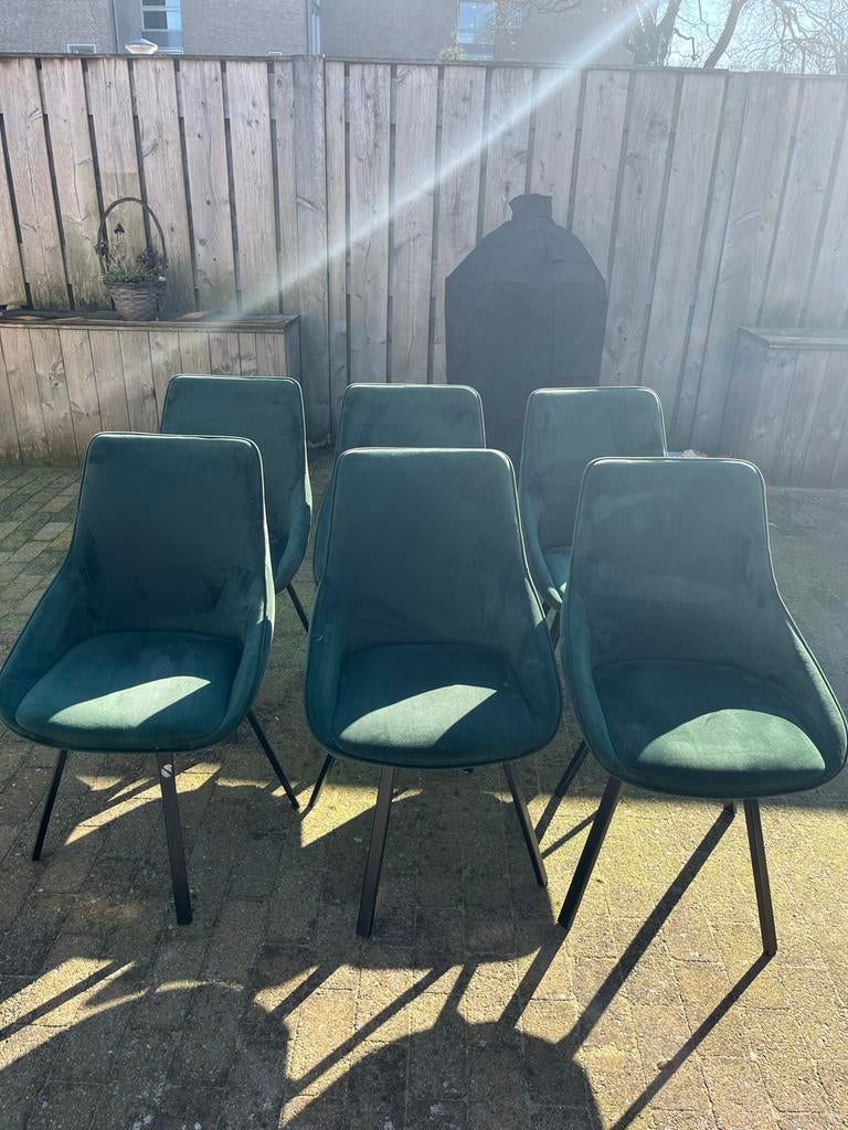 6 groene velvet stoelen van By Boo, Ophalen, Gebruikt, Overige kleuren, Stof
