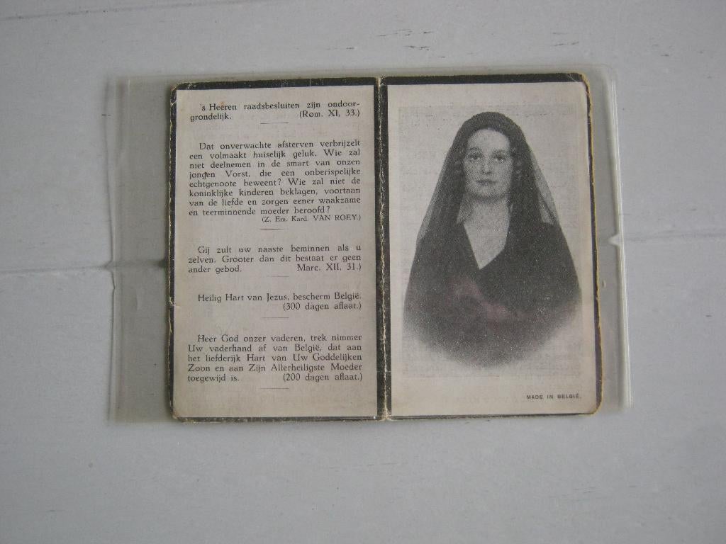 Overlijdingskaartje Koningin Astrid Van Belgie--1935,, Ophalen of Verzenden, Rouwkaart