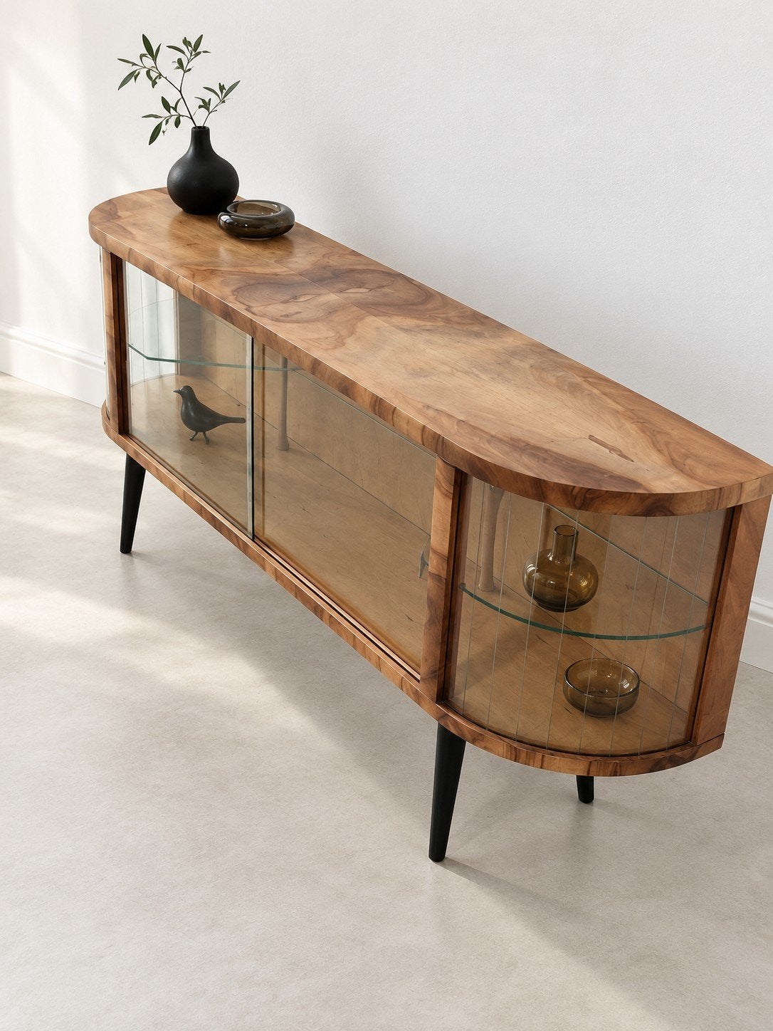 Prachtige Vintage Vitrinekast Jaren '50 60, Ophalen