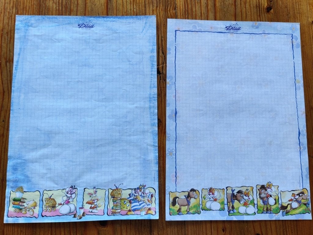 2 verschillende Diddl A-4 blaadjes 21X30 cm., Verzamelen, Ophalen of Verzenden, Verschillende figuren, Zo goed als nieuw, Papier, Kaart of Schrift