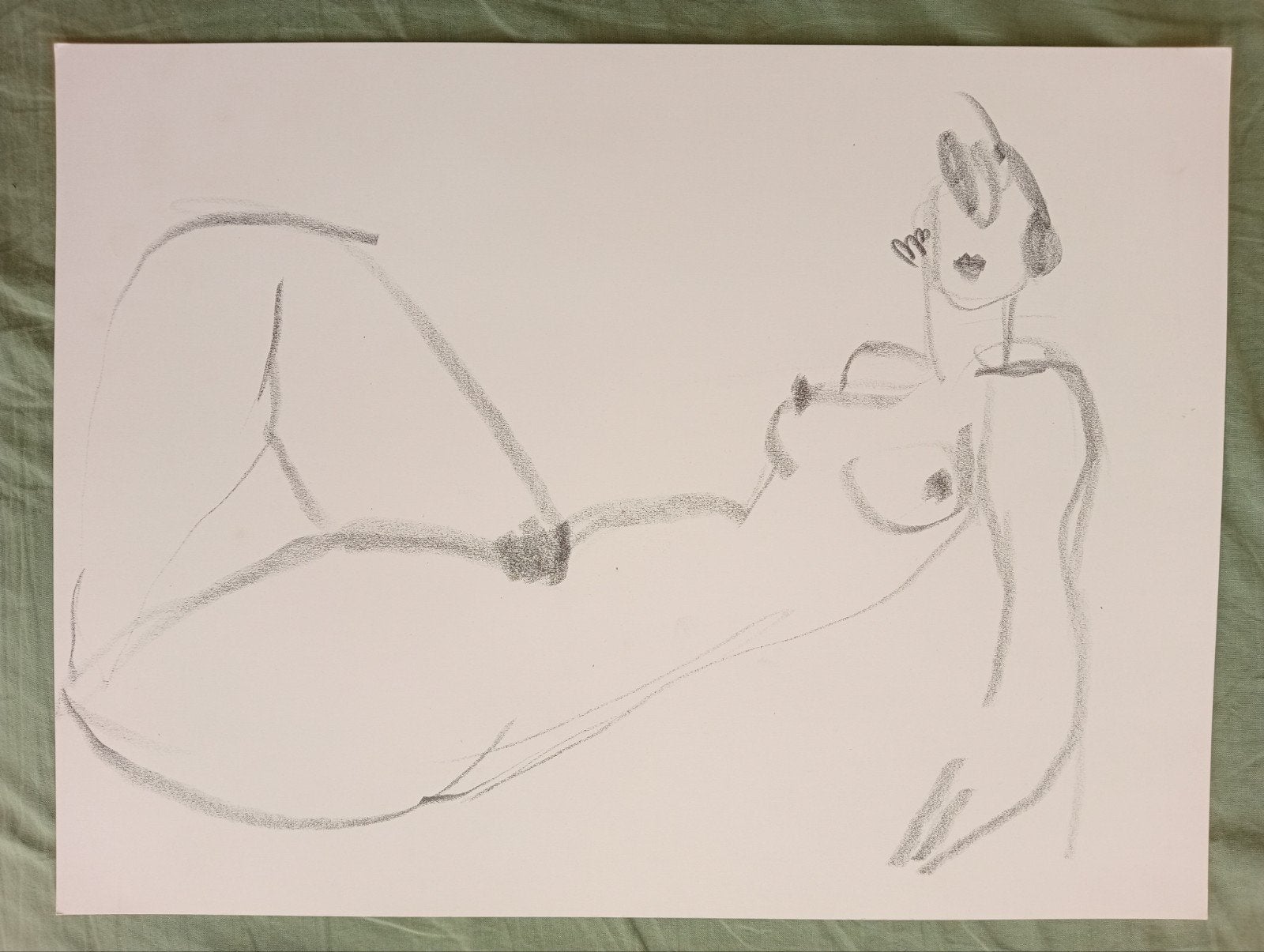 Kunst print liggend naakt erotiek, Ophalen of Verzenden