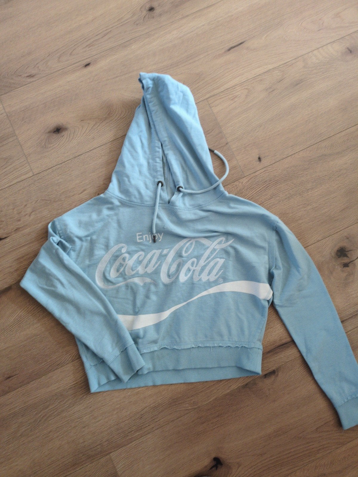 Coca-Cola Cropped Hoodie - Lichtblauw Maat S, Kleding | Dames, Ophalen, Blauw, Maat 36 (S), Gedragen