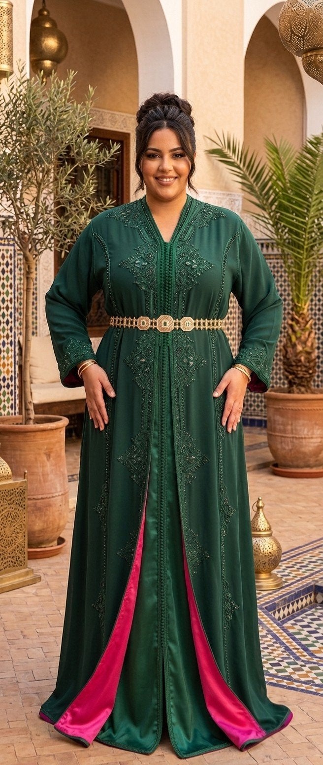 Groene Takshita/kaftan/takchita  (L-XXL), Overige typen, Maat 46/48 (XL) of groter, Ophalen of Verzenden, Zo goed als nieuw