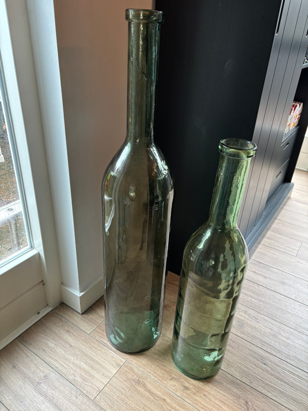 Mica groene glazen vazen set, Ophalen, Zo goed als nieuw, Groen, Glas