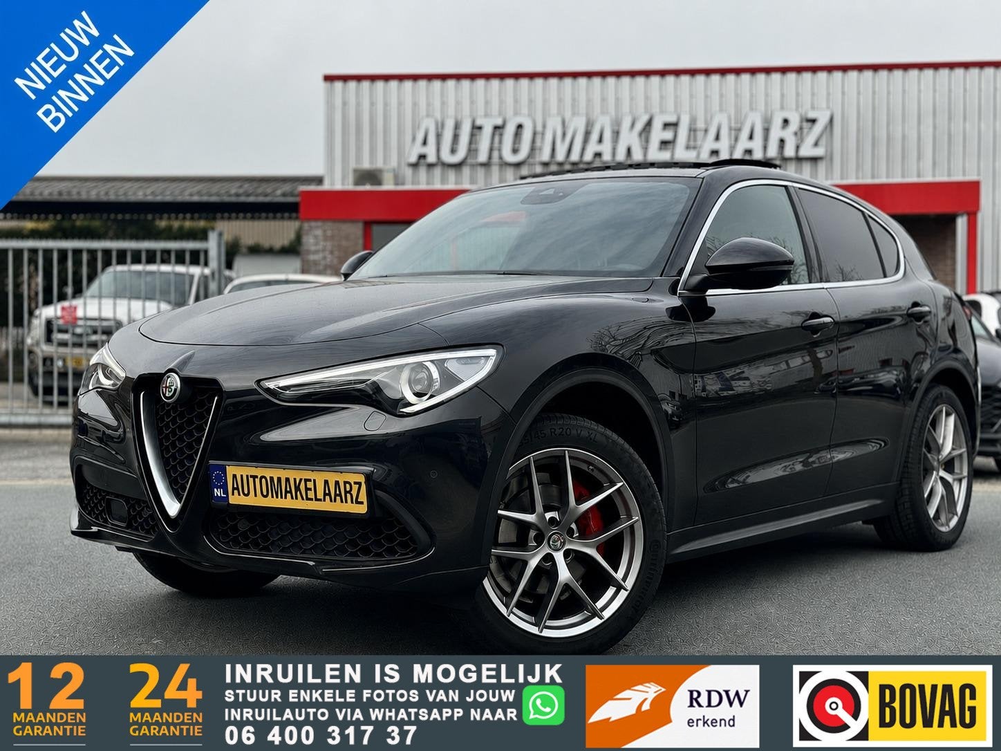 Alfa Romeo Stelvio 2.0 T AWD 280PK ACC H&K MEMORY PANO, Auto's, Automaat, 4 cilinders, Zwart, Bedrijf