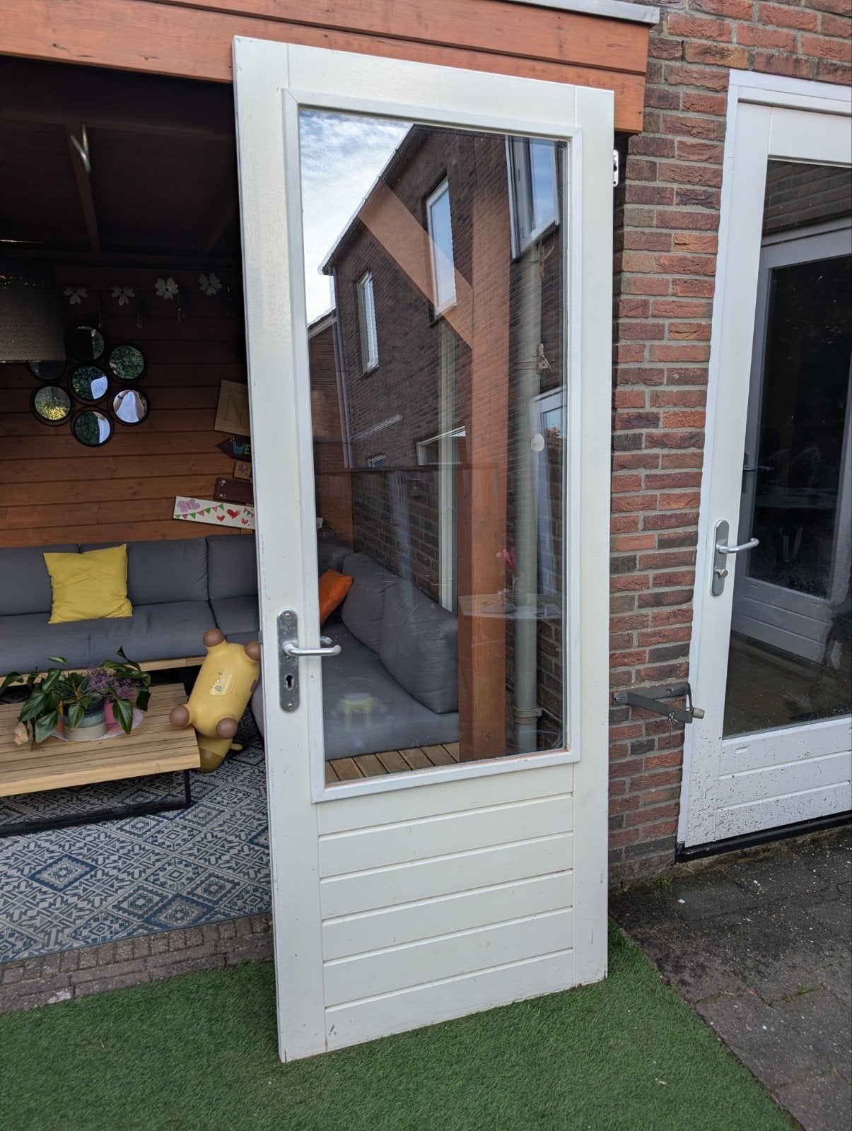 Buitendeur schuurdeur met HR++ glas 237.5x92.5 cm, Doe-het-zelf en Verbouw, Ophalen, Gebruikt, 80 tot 100 cm, 215 cm of meer