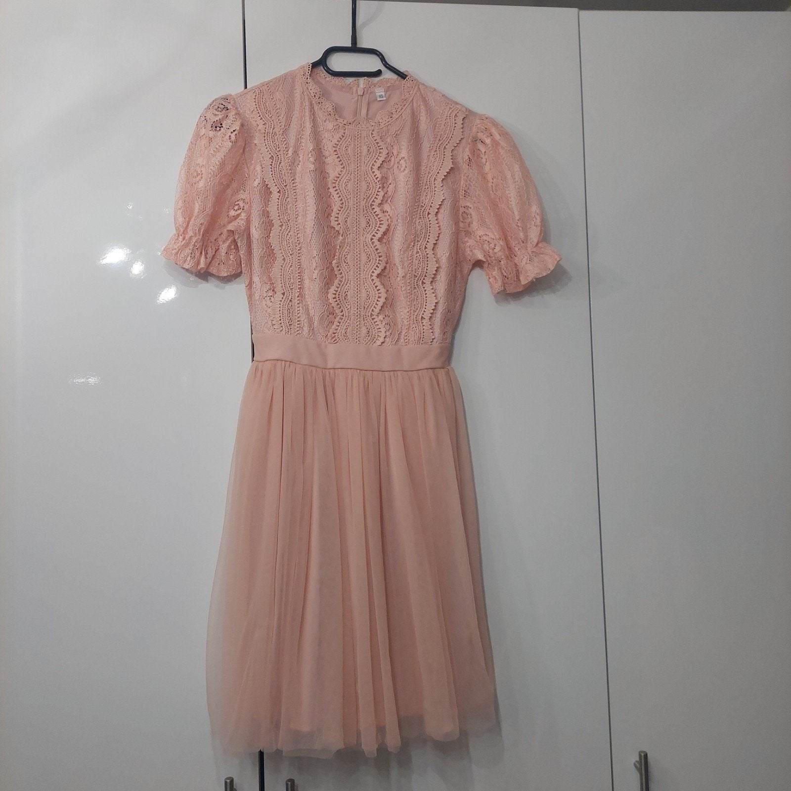 broderie tule jurkje galajurk cocktail feest xs 1x gedragen, Kleding | Dames, Ophalen of Verzenden