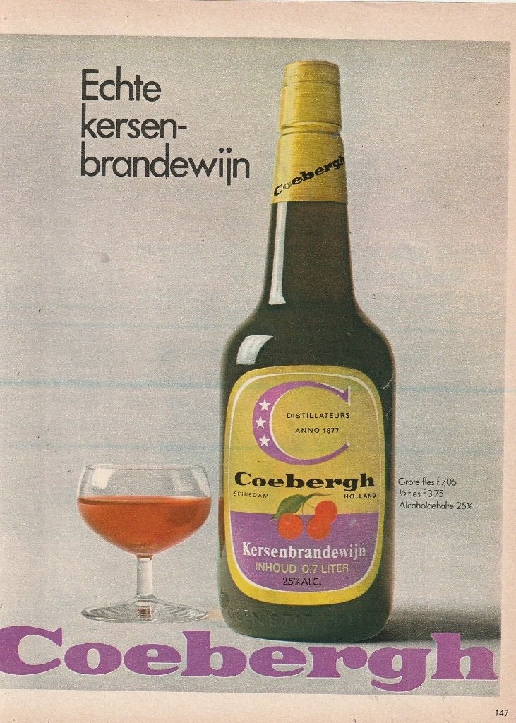 Retro reclame 1968 Coebergh brandewijn van echte kersen, Verzenden, Overige typen