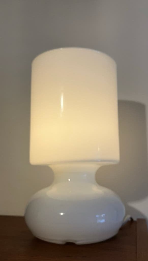 Vintage IKEA Lykta tafellamp wit matglas, Gebruikt, Vintage, 24 cm, Wit