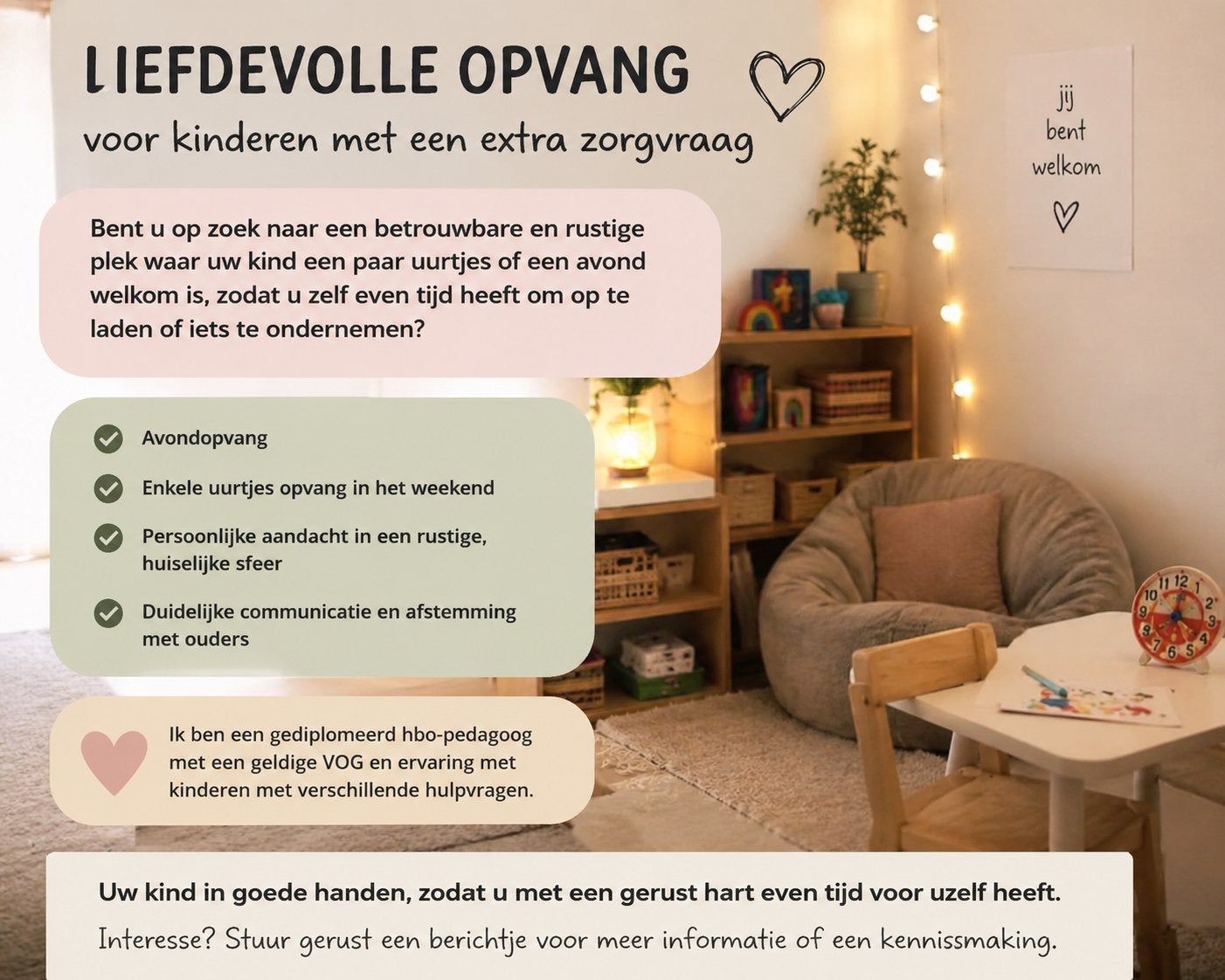 Ervaren oppas van kinderen met een beperking