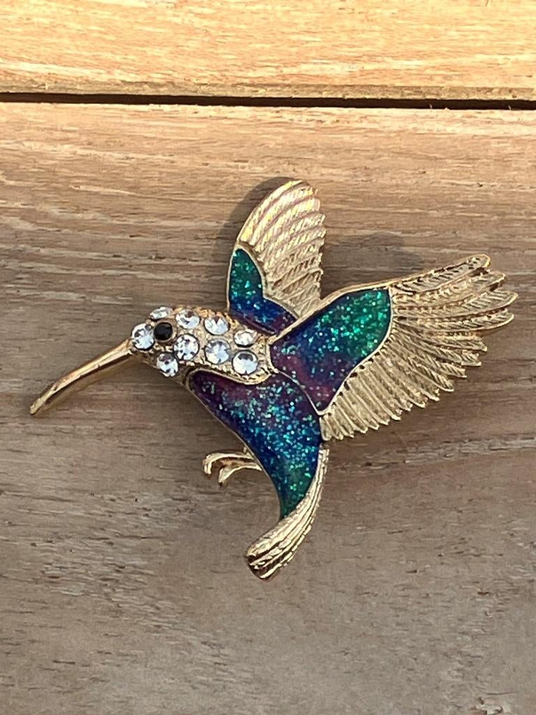 Broche Kolibrie, Overige materialen, 4 tot 7 cm, Blauw, Nieuw