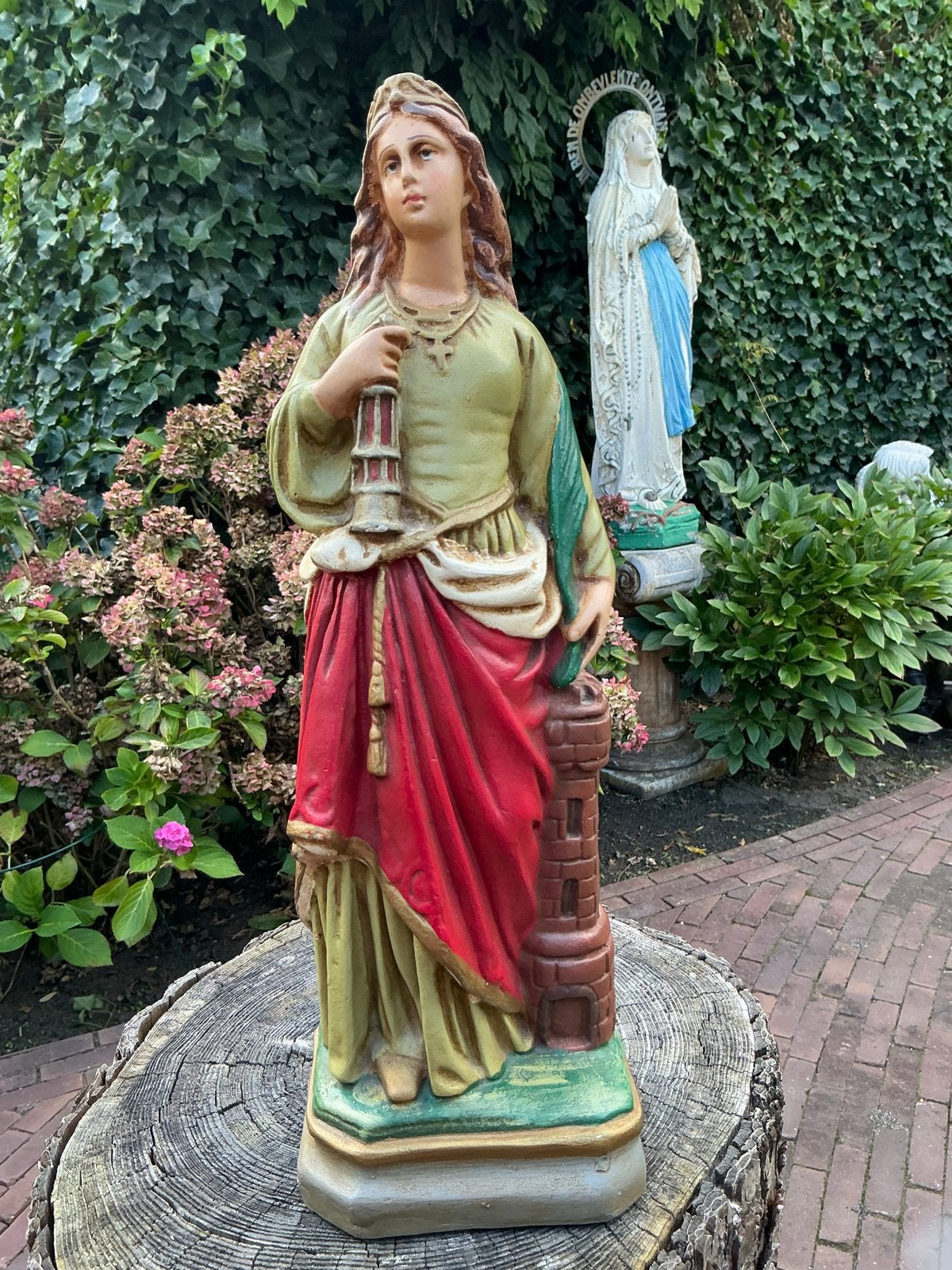 Zeldzaam standbeeld ❤️ St. Barbara van Nicomedie, Gips, Ophalen of Verzenden, 20 - 50 cm, Beeld