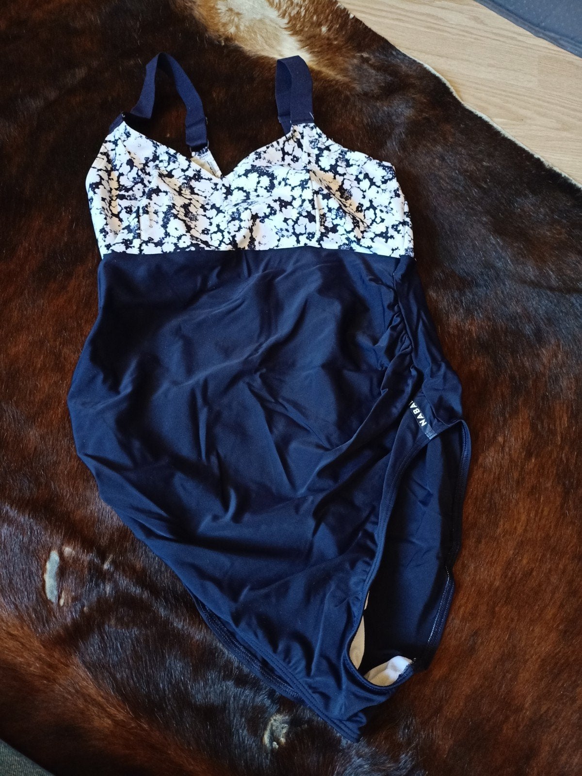 Donkerblauw/wit zwangerschaps badpak Nabaiji - maat 40, Maat 38/40 (M), Blauw, Nabaiji, Ophalen of Verzenden